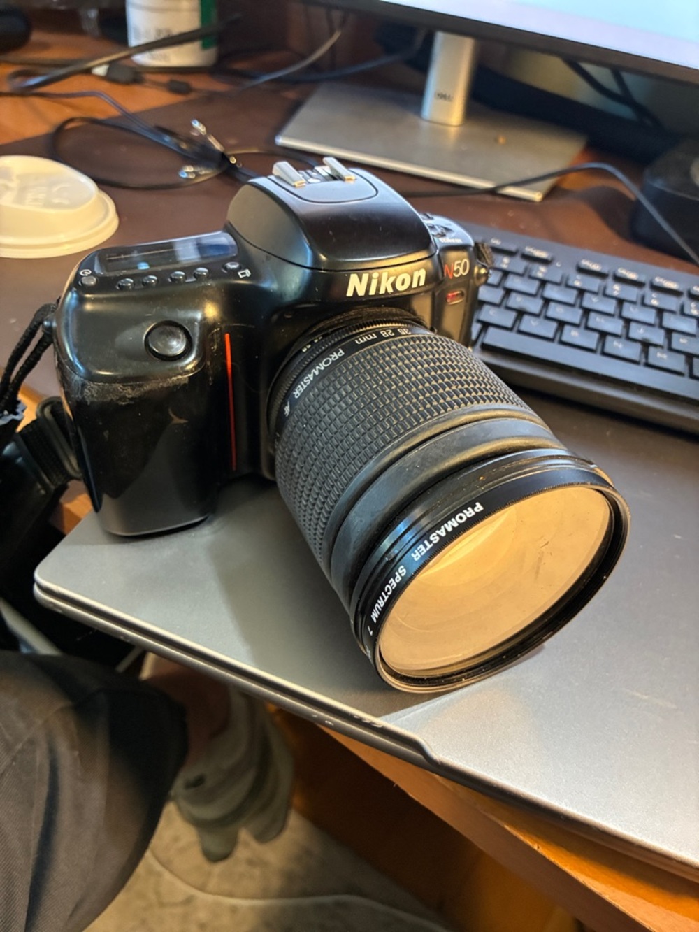 Nikon Black  film N50 Camera with Black Zoom Lens vintage